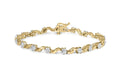 Haus of Brilliance 10k Yellow Gold 1.00 Cttw Womens Round Cut Diamond Floral -Link 7.50" Box Clasp Prong Bracelet (- Color, - Clarity)