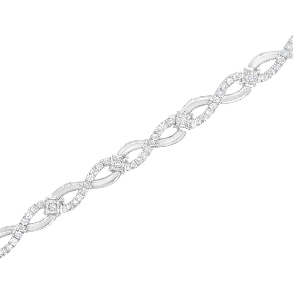 .925 Sterling Silver 1.0 Cttw Prong Set Diamond Infinity Link Bracelet (- Color, - Clarity) - 7.25"