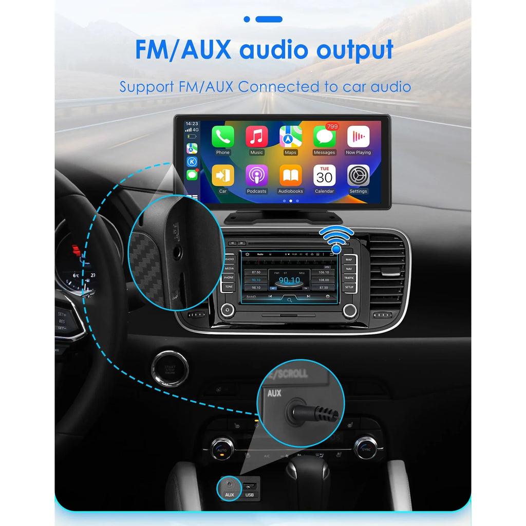 10.26" Touchscreen Apple Carplay Android Auto  Car Radio Stereo Head Unit 360° Adjustable Bluetooth Mirror Link  Navigation Player