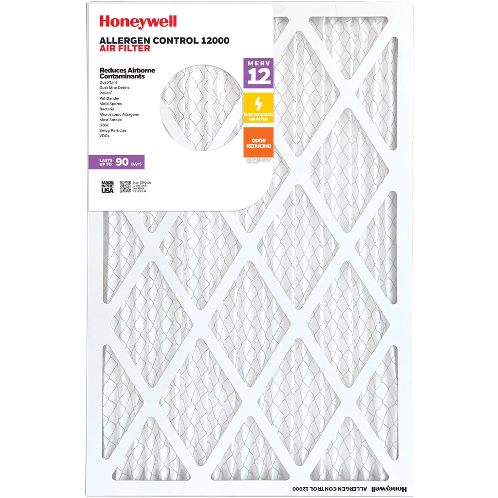 Honeywell 20x25x1  12 Pleated  Furnace Air Filter- 12 Pack