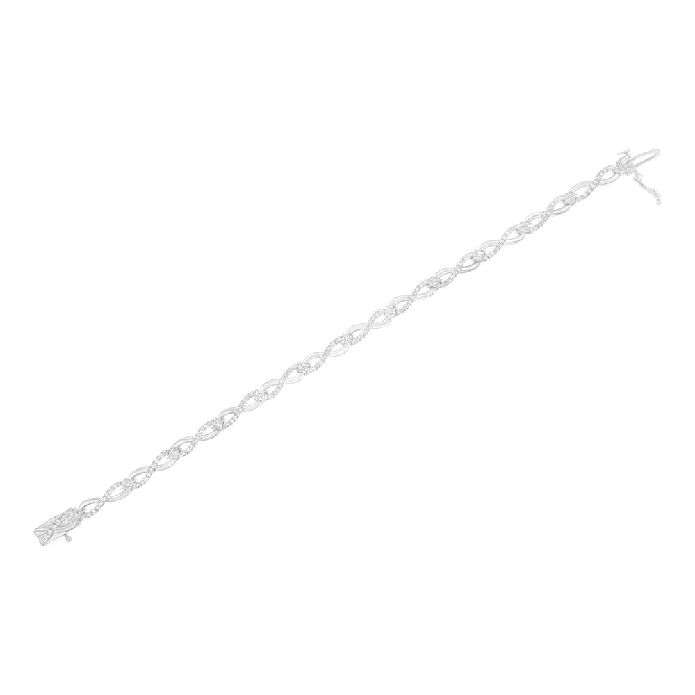 .925 Sterling Silver 1.0 Cttw Prong Set Diamond Infinity Link Bracelet (- Color, - Clarity) - 7.25"