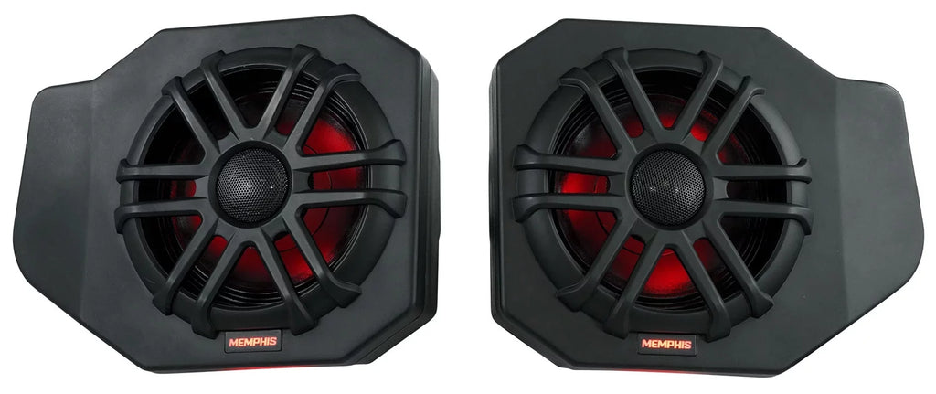 Pair Memphis Audio  Pods+ Tower Speakers+Amp For 2018+ Polaris Ranger