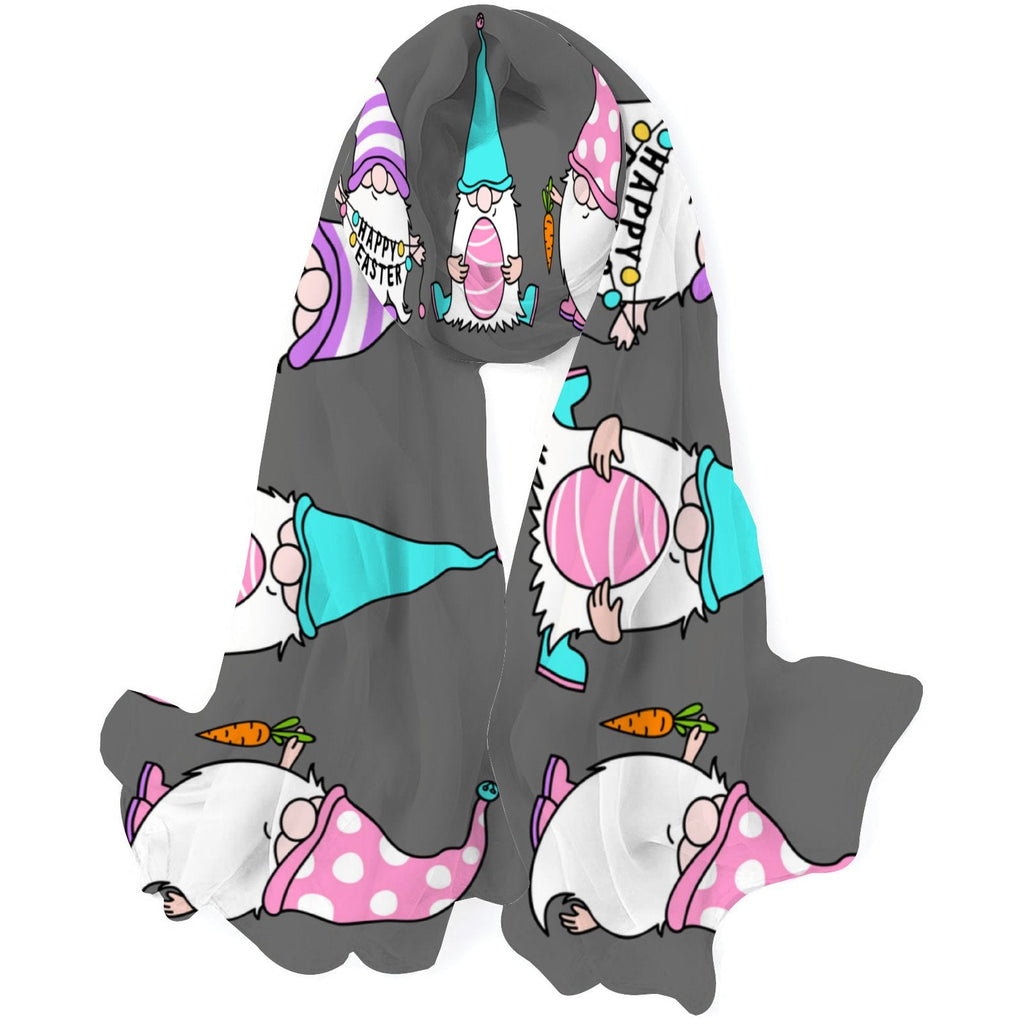 Easter Gnomes Silk Long Scarf for Women Large Oblong Sunscreen Shawls Wraps Neck Headscarf Hair Wraps Gift Packed