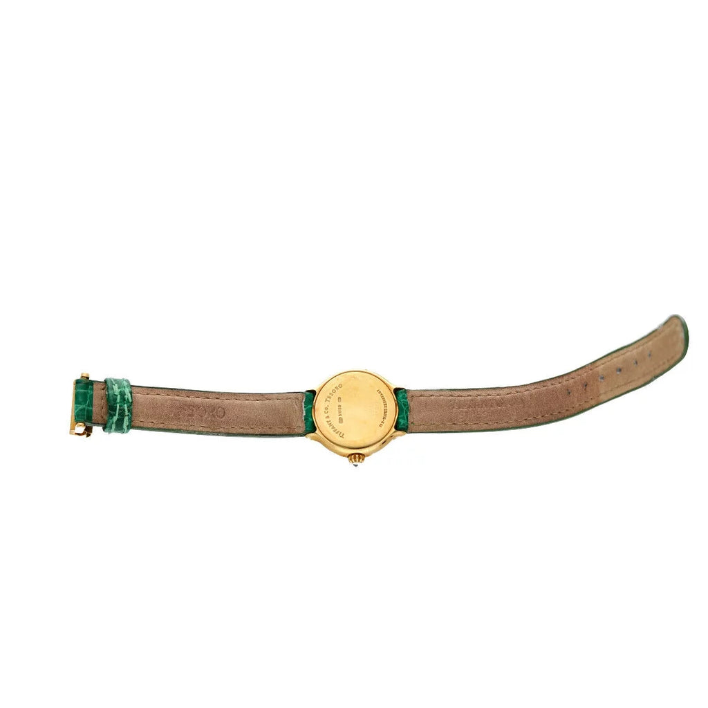 Tiffany&amp;Co Tesoro  18k Yellow Gold Case White Dial Leather Ladies Watch