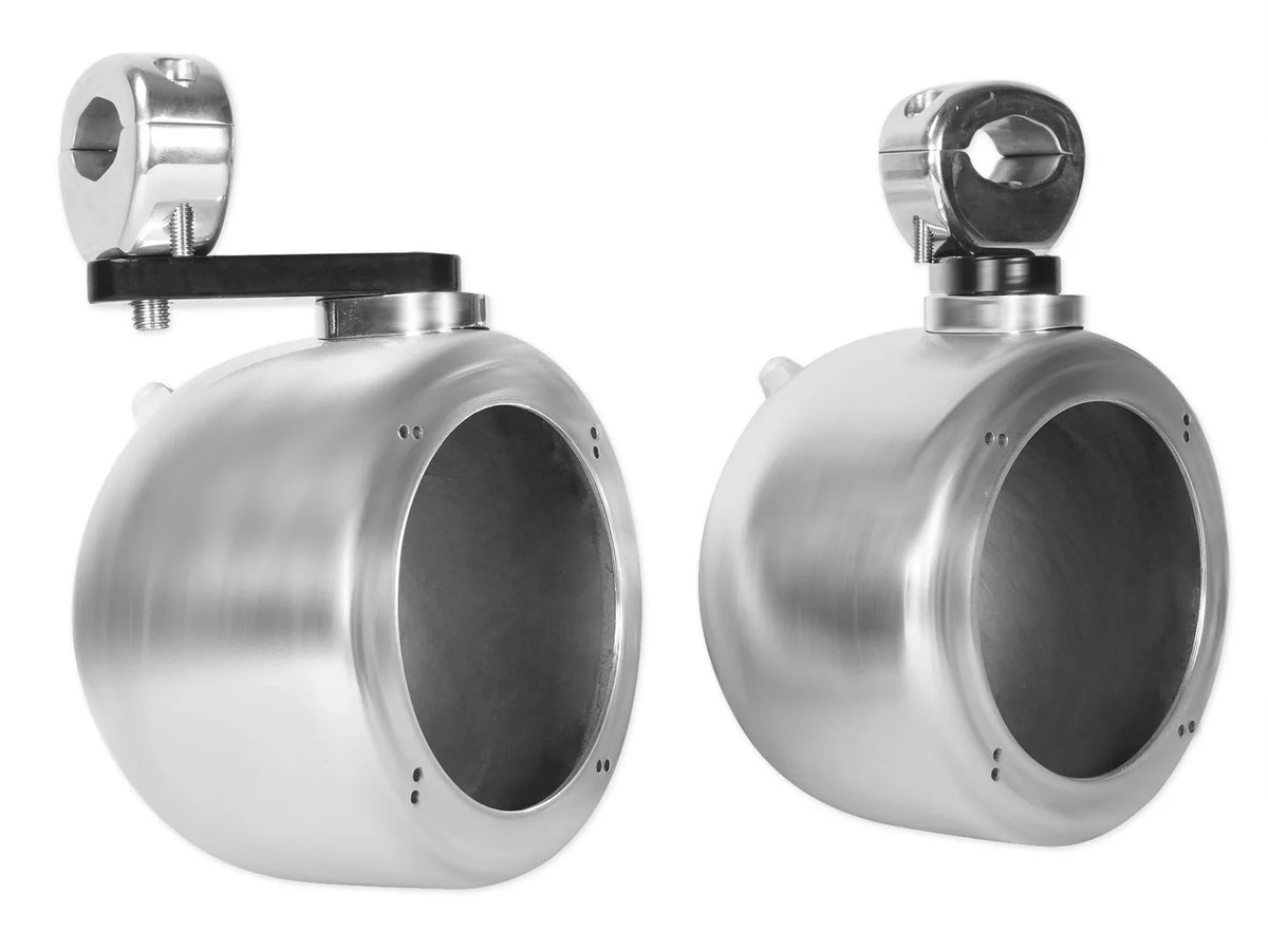 (2) Rockville  4" Chrome Swivel Aluminum Motorcycle Handlebar Speaker Pods