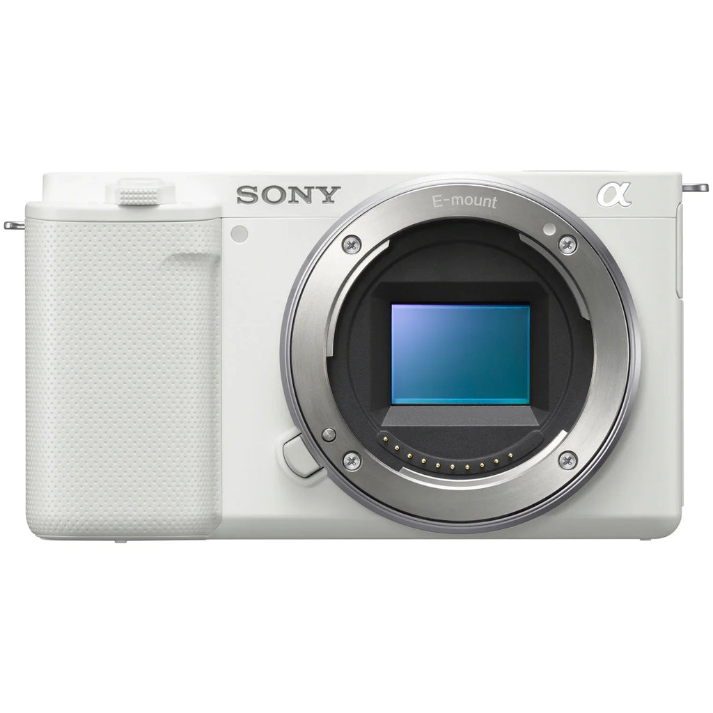 Sony - Mirrorless Alpha - Vlog Camera Body and 50mm .8 Large Aperture  Lens  -/ White Bundle with Deco Gear Case + Extra Battery + Photo Video Accessories Kit
