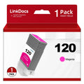 LinkDocs Compatible  -120 Magenta Ink Cartridges (130ml) Replacement for Canon  -120 -120M Work for Canon ImagePROGRAF  -200 -205 -300 -305 and -200 -300 Printer