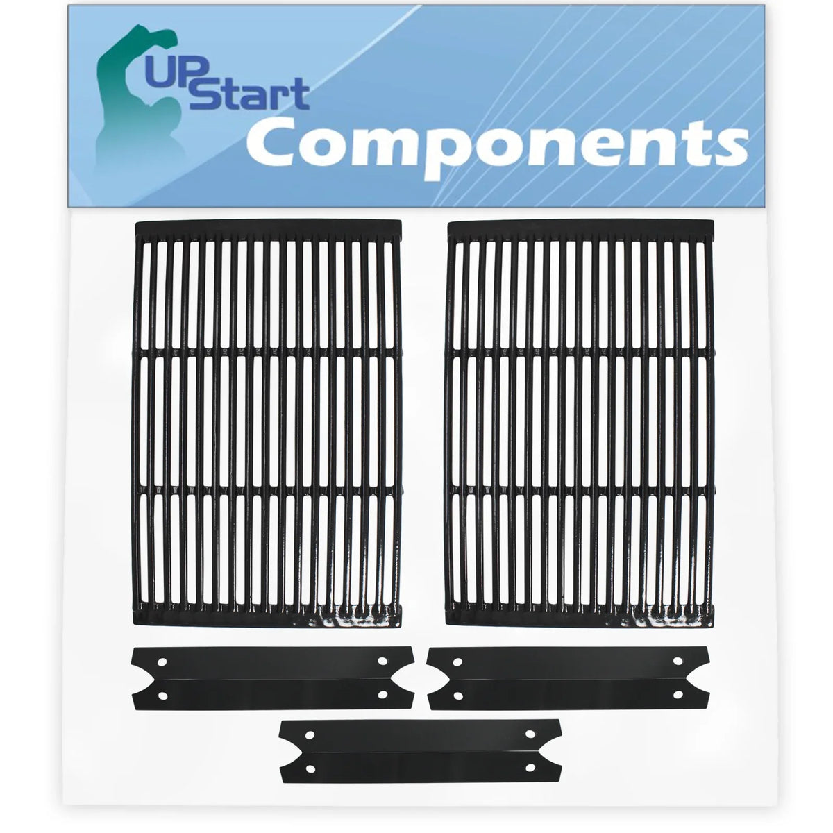 2  Grill Cooking Grates & 3 Heat Shield Plate Tent Replacement Parts for Charmglow 810-6320- - Compatible Barbeque Porcelain Enameled Cast Iron Grid 19" & Flame Tamer, Flavorizer Bar