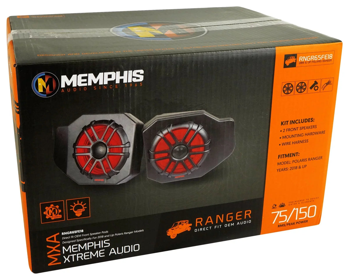 Pair Memphis Audio  Pods+ Tower Speakers+Amp For 2018+ Polaris Ranger