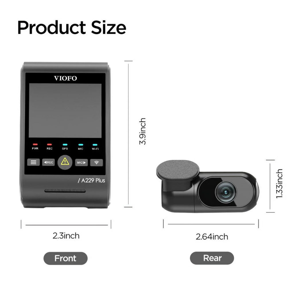 Plus 2K/2K  2-Channel Dash Cam with  2, Voice Control, Wi-Fi, , Parking Mode, Support 512GB Max