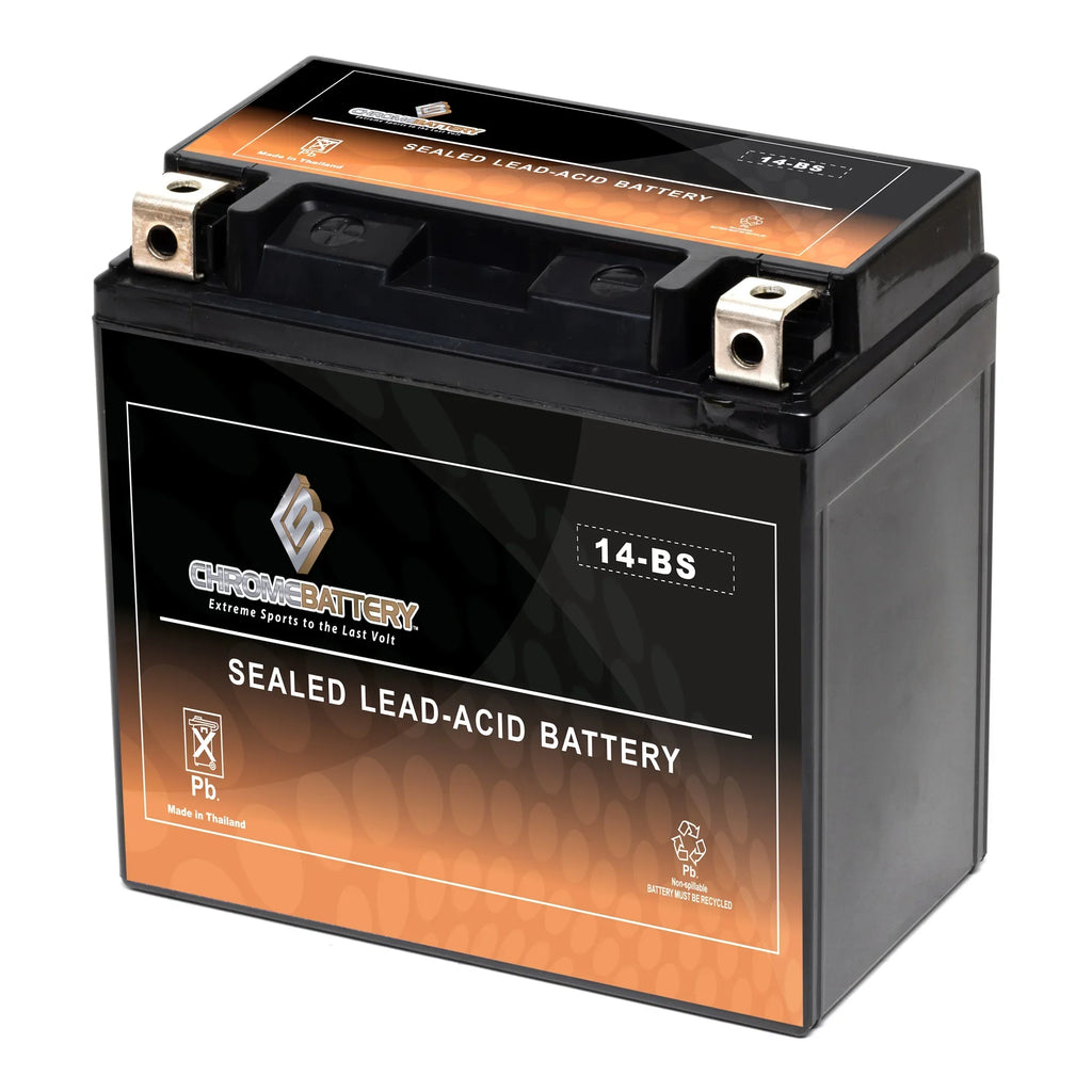 Chrome Battery - (14- 12 Volt,12 Ah, 200 ) Motorcycle Battery for Honda 1100cc Vt1100c, ,  Shadow (spirit, Aero, . . . Tourer) 2007