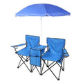 Double Outdoor Folding Beach Chair, High Strength Camping Chair with Mini Table Beverage Holder Carrying Bag, for Beach Patio Pool Park Outdoor Portable Camping Chair, Blue