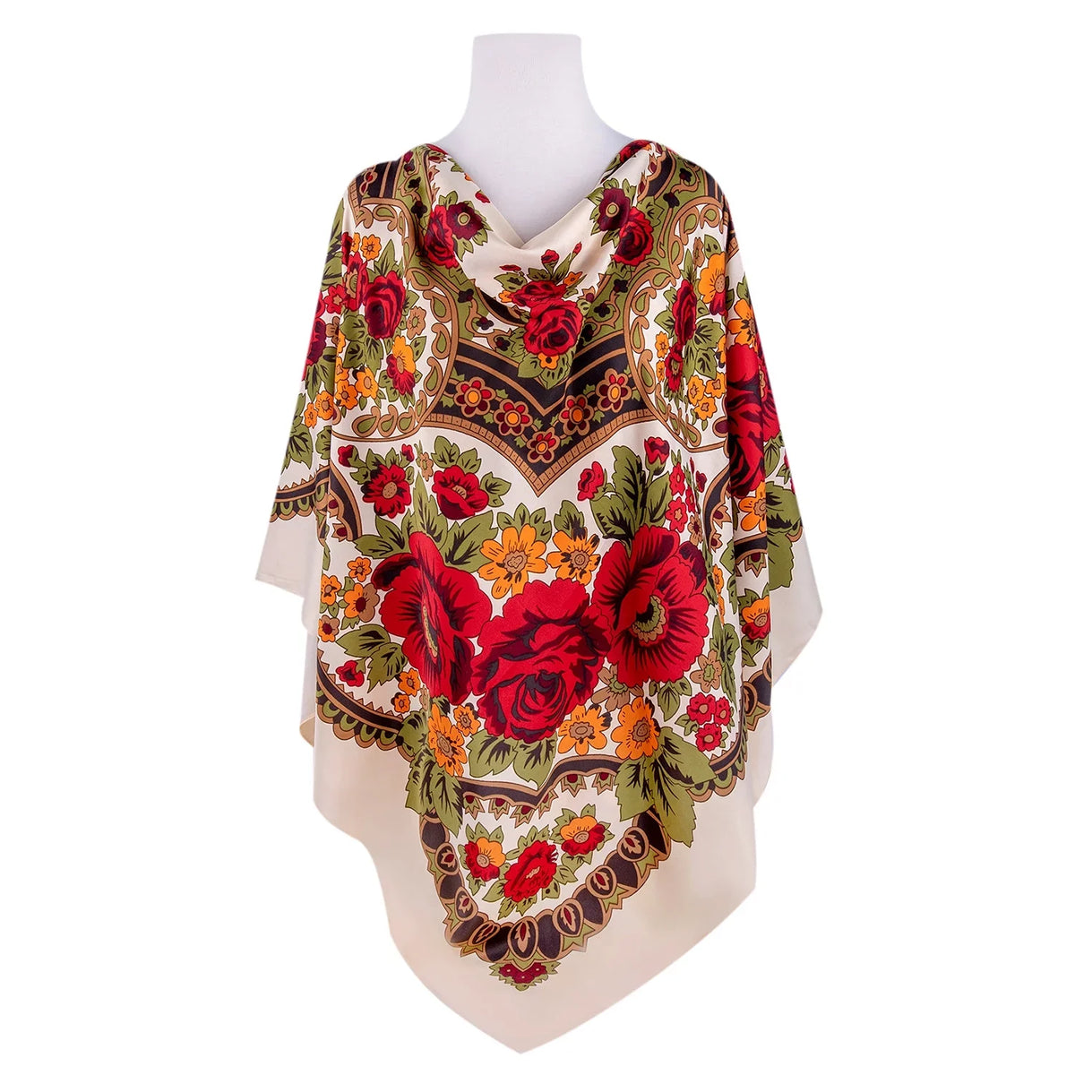 Evening Shawl and Wrap for Women Precious Beige Silk Shawl 51x51'' (130 * 130 cm) Travel Scarf Tops Fashion Shawl for Wedding