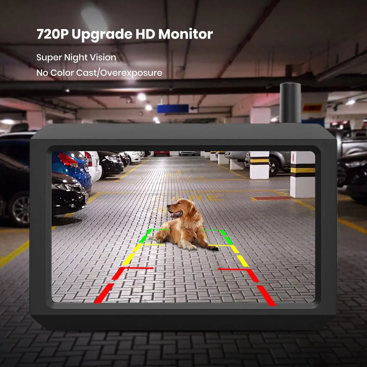 '-  Solar Wireless Backup Camera for Trucks, 5Mins  Installation, 5'' Monitor Night Vision Back Up Camera Systems for Car