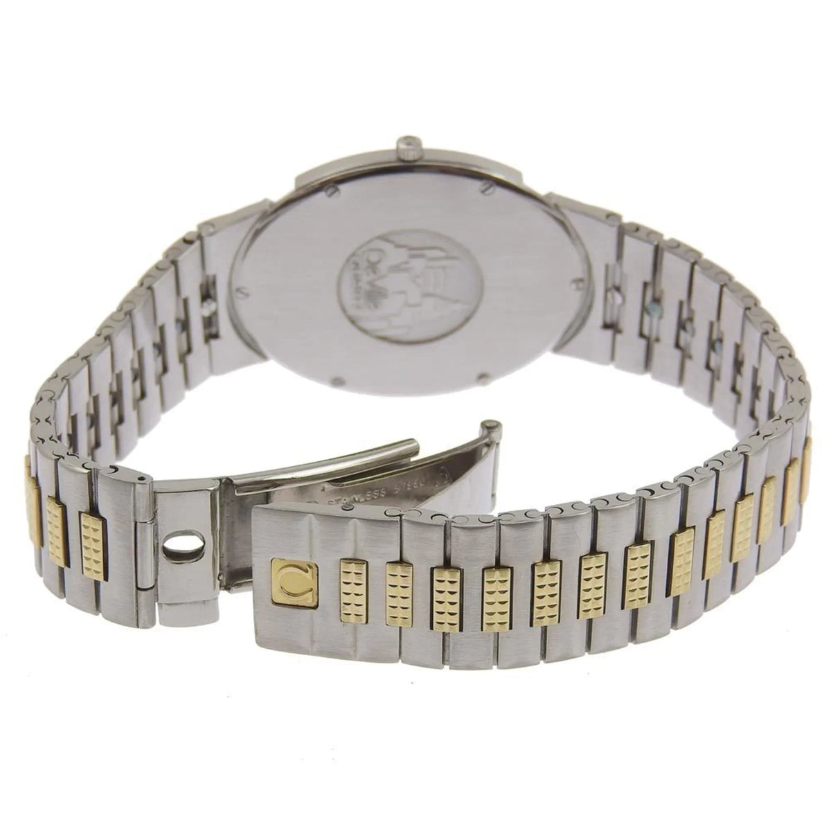 Pre-Owned Omega  De Ville Watch Stainless Steel Swiss Made Silver/Gold Quartz Silver Dial Boys (Fair)