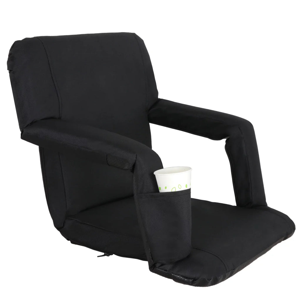 HomGarden Portable Stadium Seat Chair for Bleachers, 6 Reclining Folding Seat Waterproof, Black