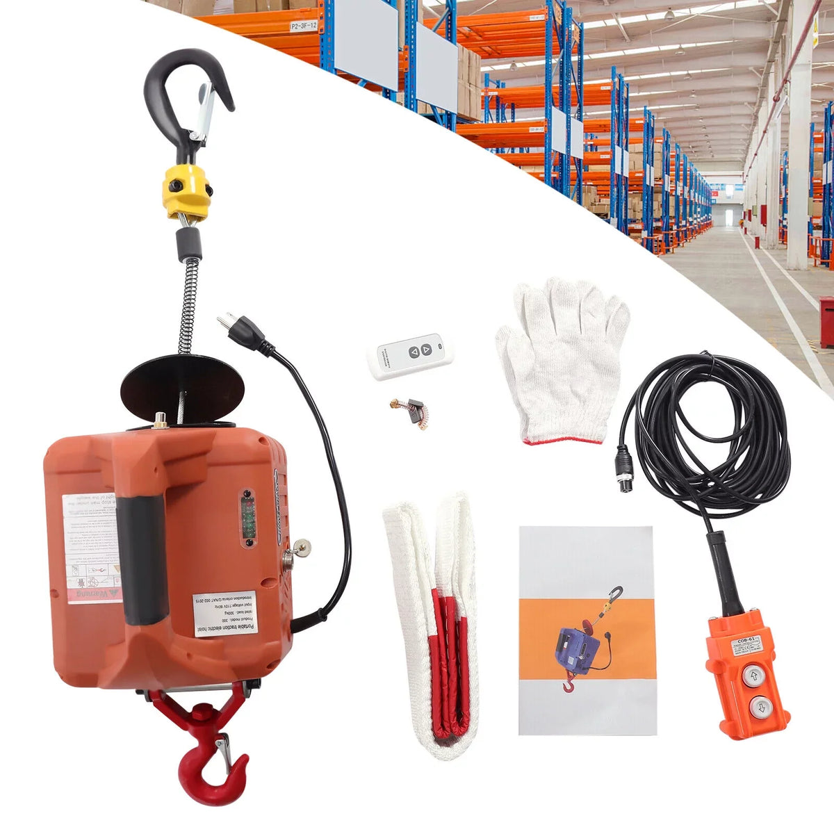 ZhdnBhnos 110V 1100  3-in-1 Electric Hoist Winch Portable Crane Lift Kit Wireless Remote Control