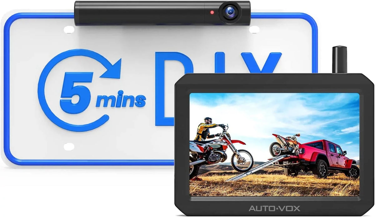 '-  Solar Wireless Backup Camera for Trucks, 5Mins  Installation, 5'' Monitor Night Vision Back Up Camera Systems for Car