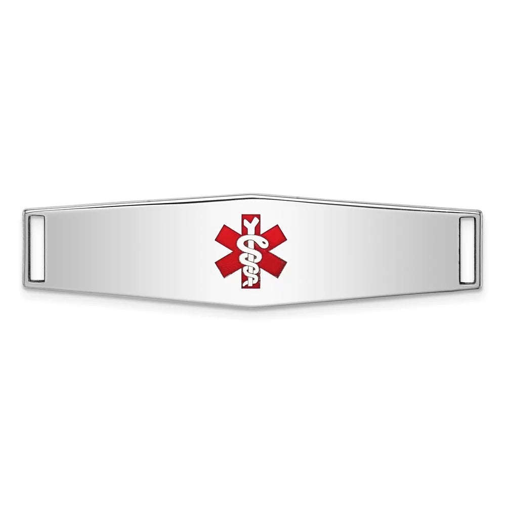 Auriga 925 Sterling Silver Medical Id Plate inch for Bracelet for Women(- 48inch, - 13mm)