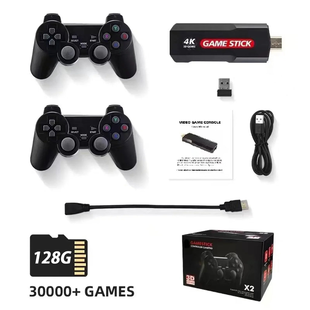 Upgrade Wireless Retro Games Console,  Plus Game Stick Retro Console Double Wireless Controller,30000+ Games,128GB