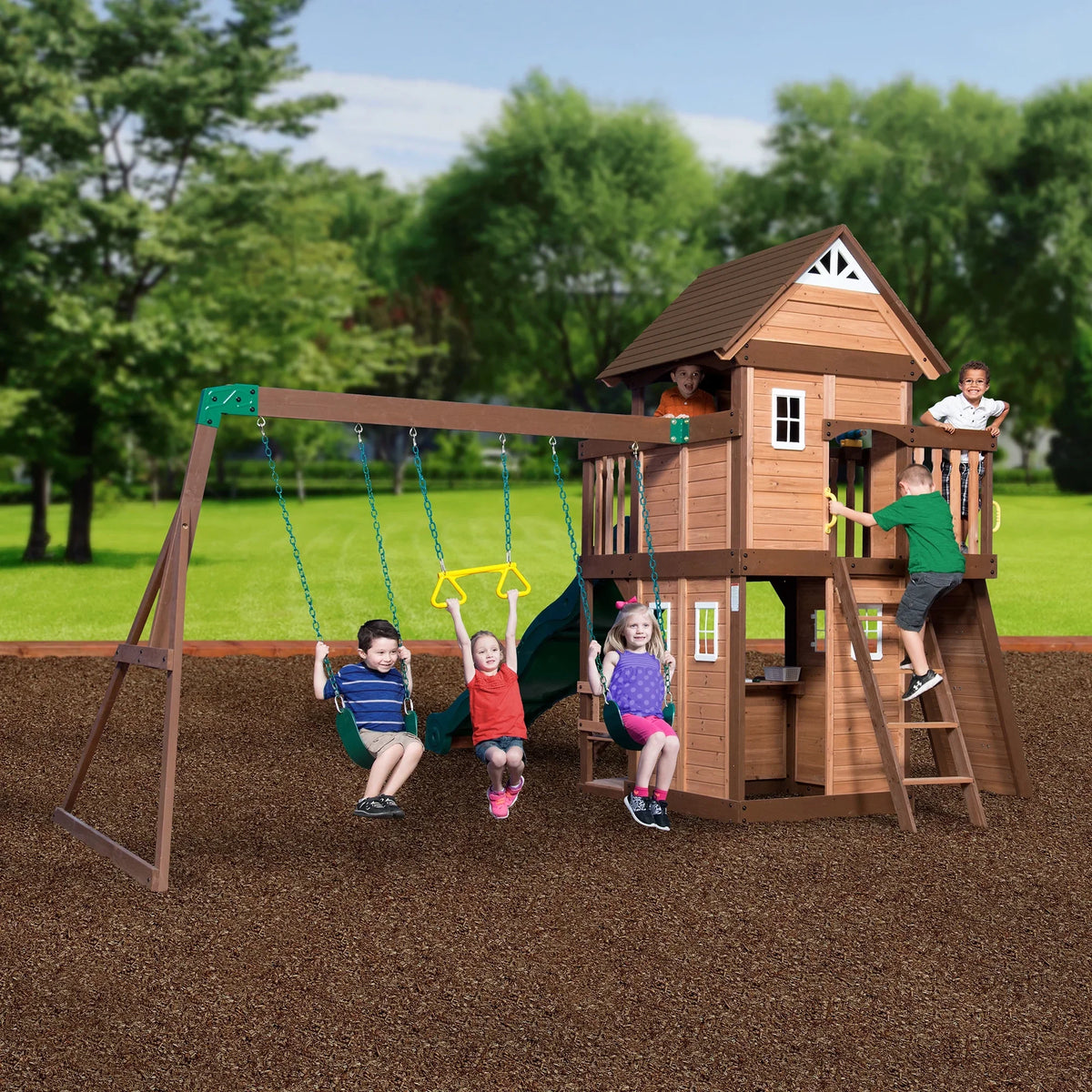 Backyard Disenclosurey Mount Triumph Swing Set