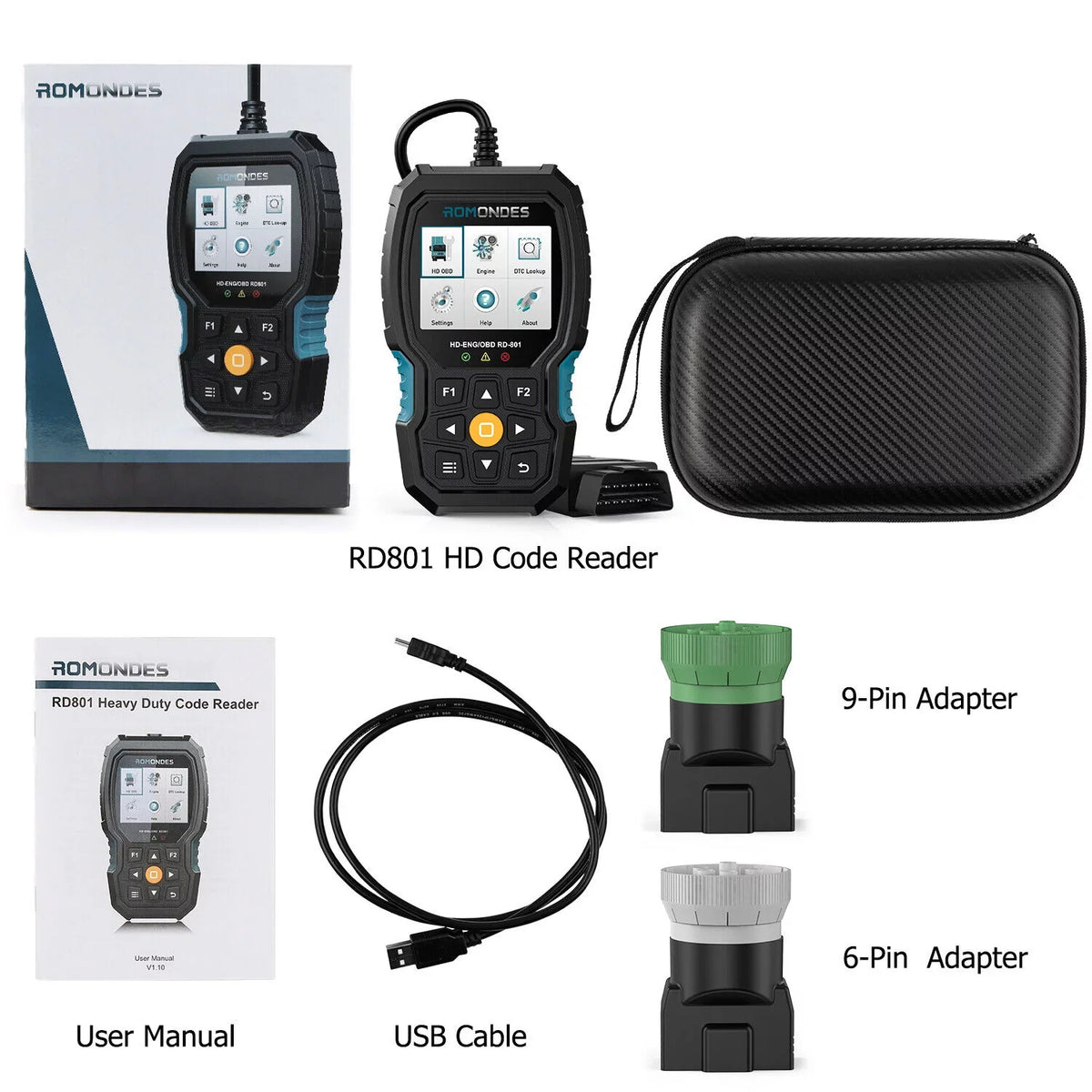 Romondes   Scanner Code Reader Heavy Duty Truck Diesel Truck Scanner Diagnostic Tool