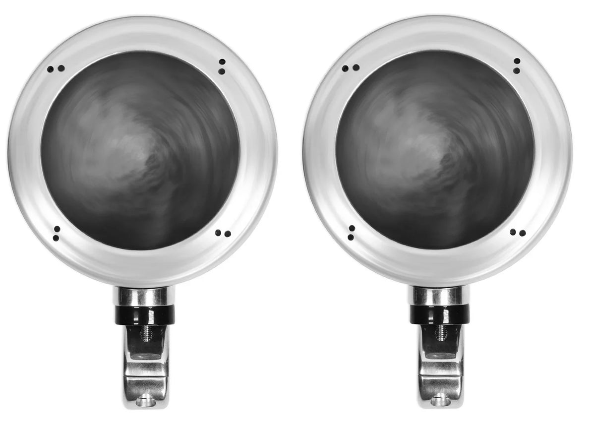 (2) Rockville  4" Chrome Swivel Aluminum Motorcycle Handlebar Speaker Pods