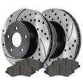AutoShack Front Drilled Slotted Brake Rotors Black and Ceramic Pads Kit Driver and Passenger Side Replacement for Chrysler Town & Country  Routan Ram / Dodge Journey 2008-2016 Grand Caravan