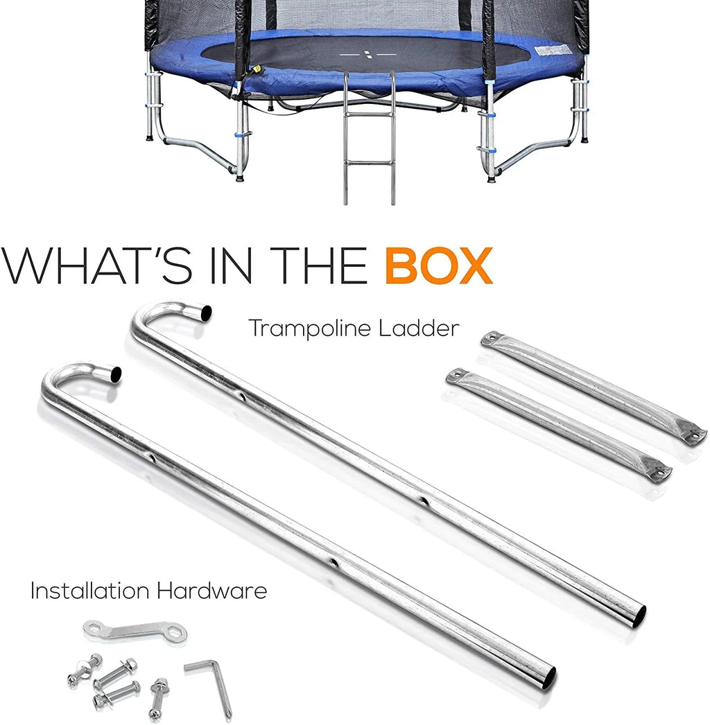 SereneLife 2 Step Weather Resistant Galvanized Steel Trampoline Access Climbing Ladder - 4.7 inch.