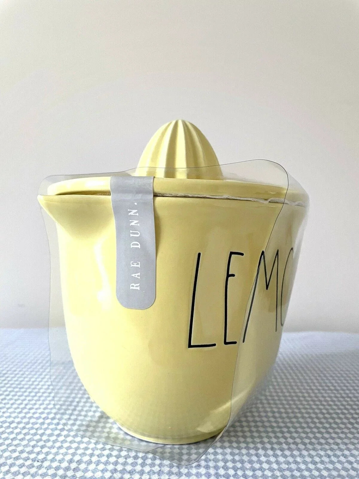 Rae Dunn  Yellow 2 Piece Ceramic Juicer Set with Black  Letters Kitchen