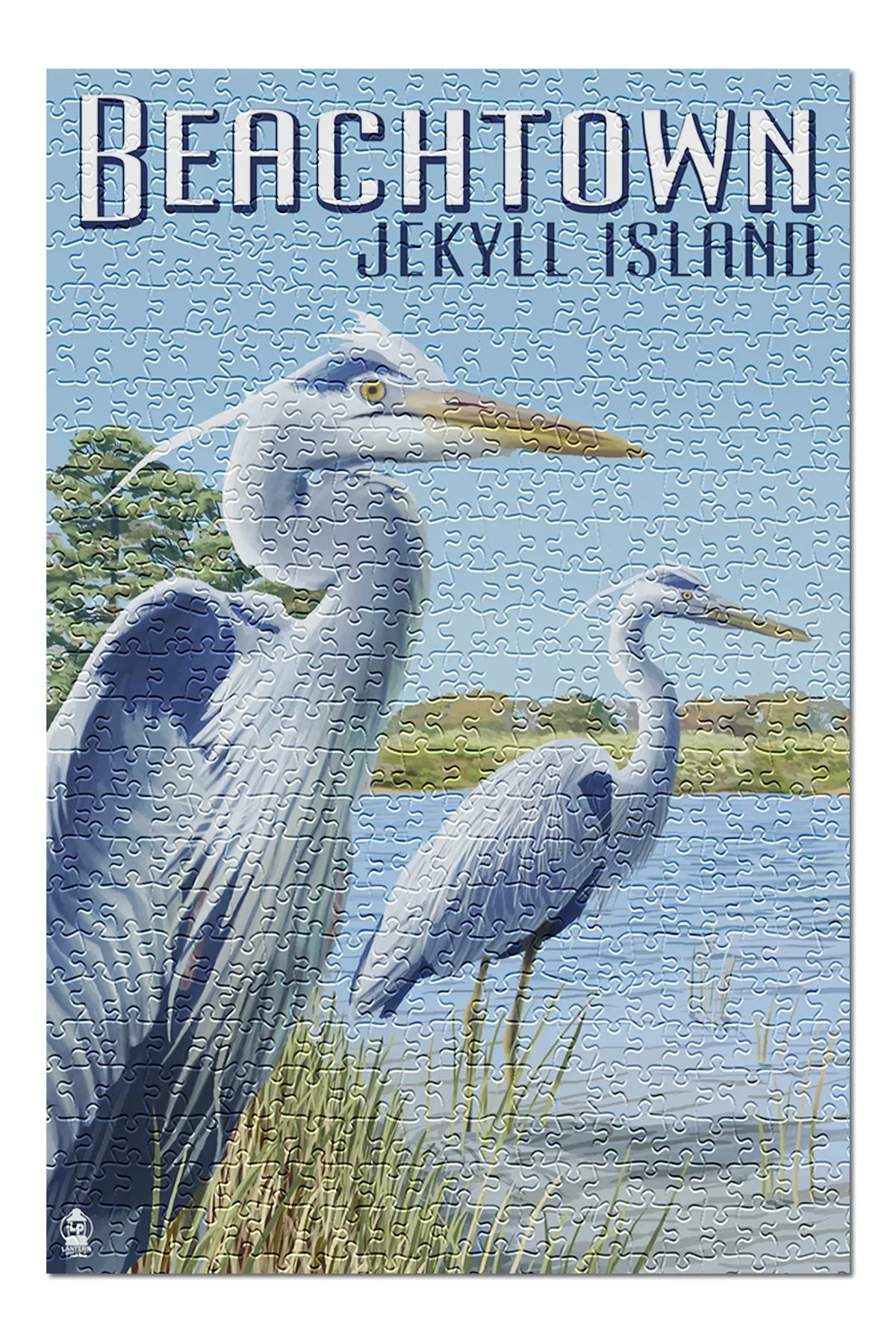Beachtown, Jekyll Island, Georgia, Blue Herons (19x27 inches, Premium 500 Piece Jigsaw Puzzle for Adults and Family, Made in )