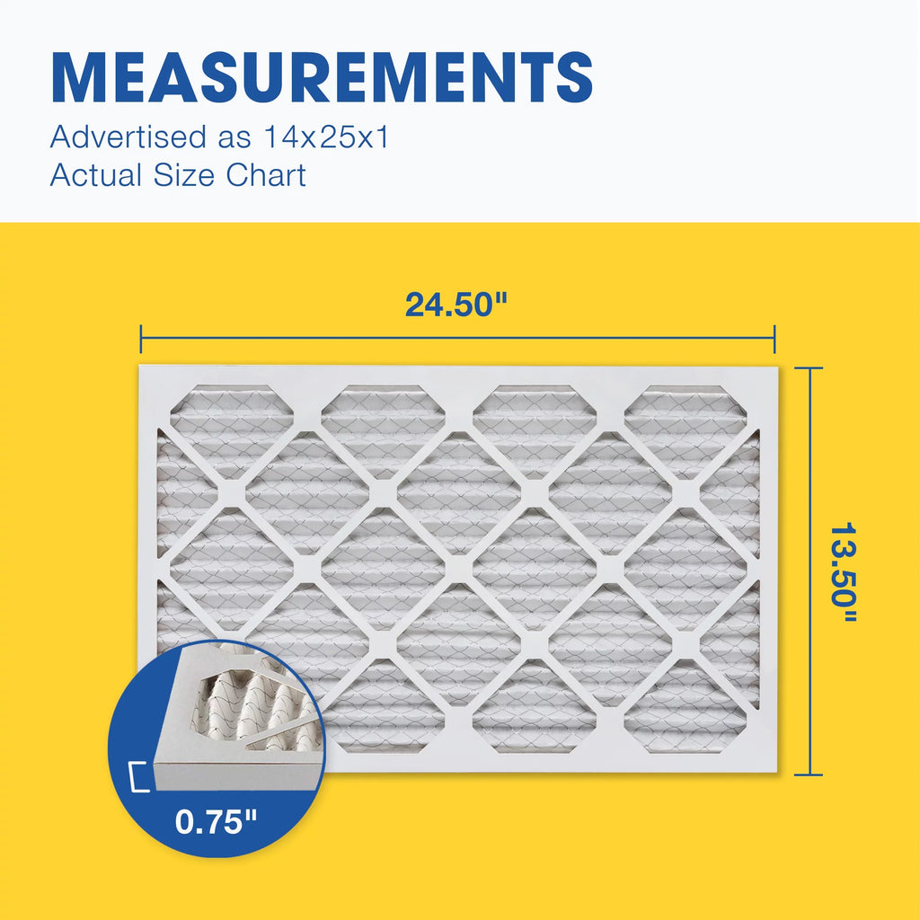 Aerostar 14x25x1  11 Pleated Air Filter,  Furnace Air Filter, 4 Pack