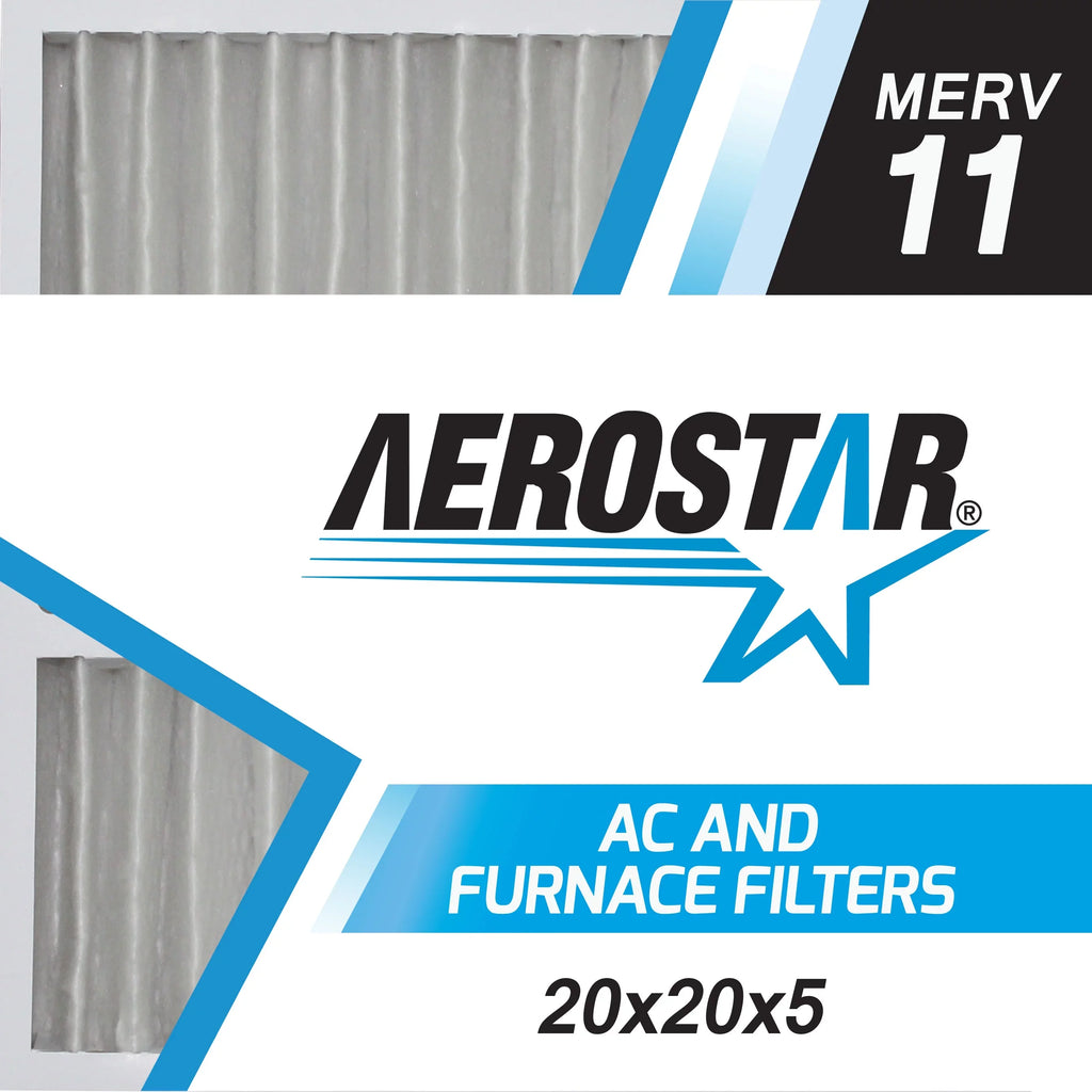 Aerostar 20x20x5   11, Carrier Replacement Pleated Air Filter, 20x20x5, Box of 2