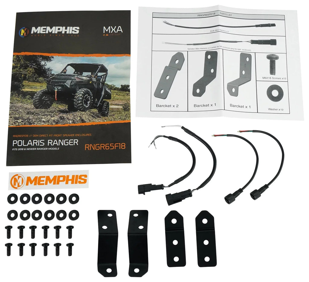Pair Memphis Audio  Pods+ Tower Speakers+Amp For 2018+ Polaris Ranger