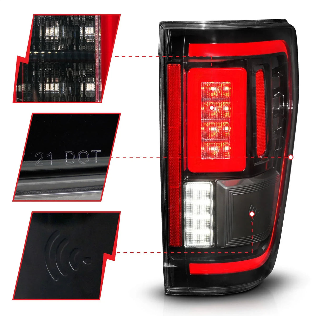 21-23 Ford -150  Taillights Seq. Signal w/ Cover - Black Housing Fits select: 2022  , 2021