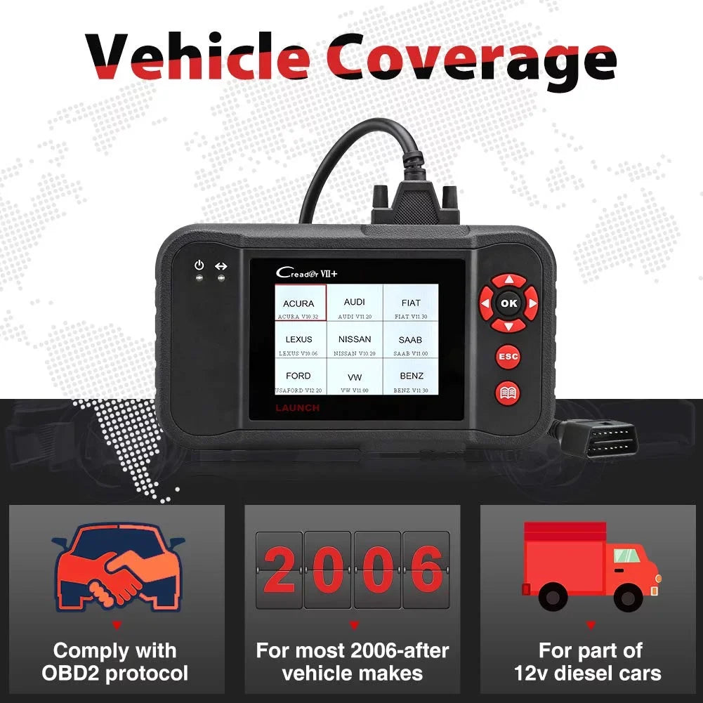 Launch  Creader + ()  Scanner  Car Diagnostic Code Reader Testing Engine/Transmission//Airbag
