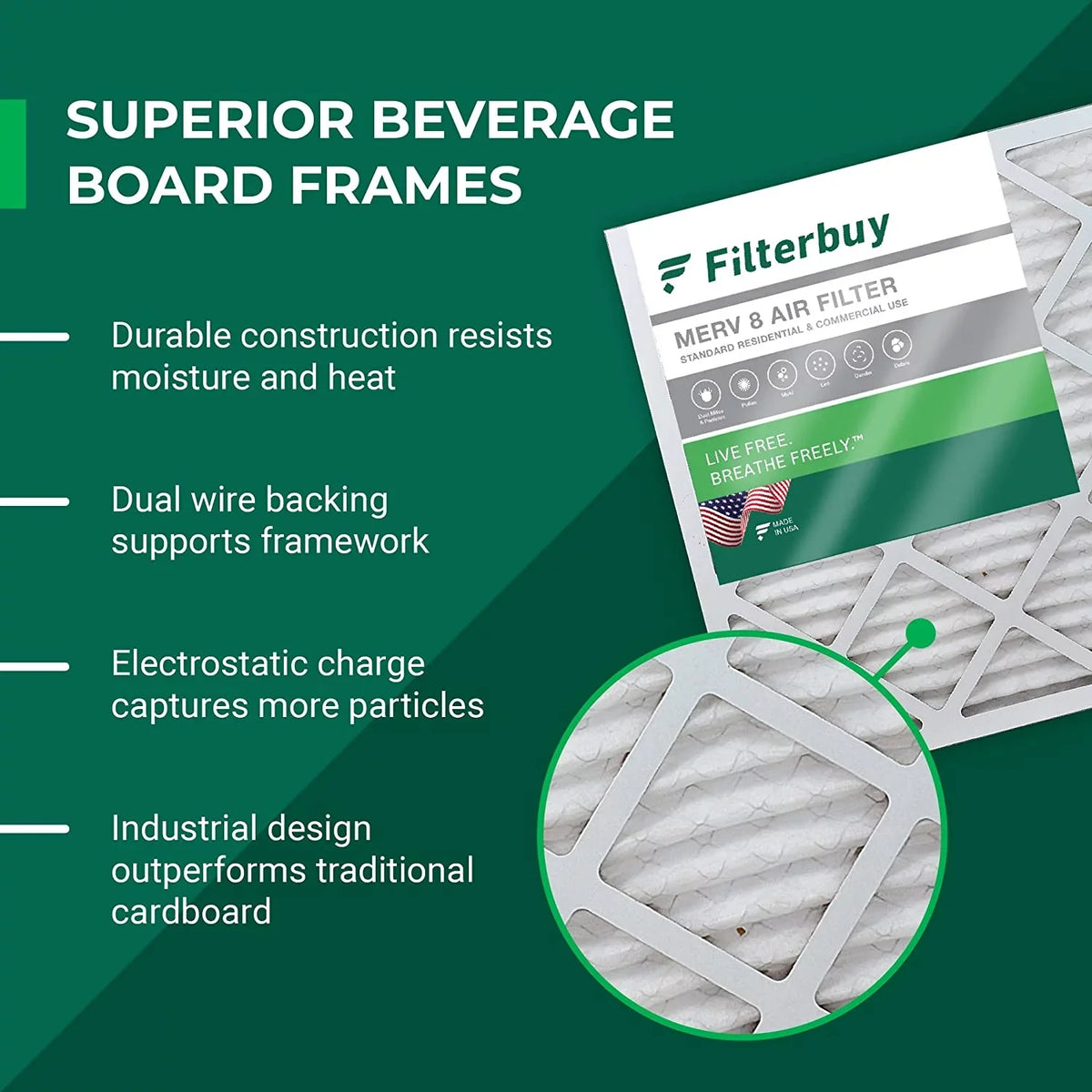 Filterbuy 16x25x4  8 Pleated   Furnace Air Filters (6-Pack)