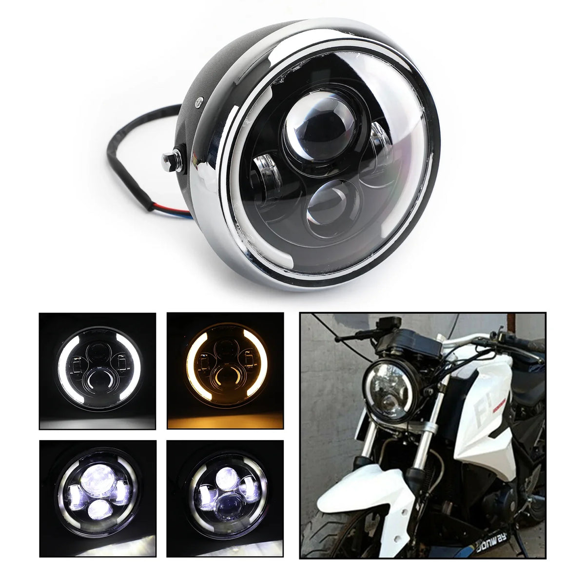 7 Inch  Headlight Hi/Lo Fog Driving  for Motorcycle Dyna Cafe Racer Bobber