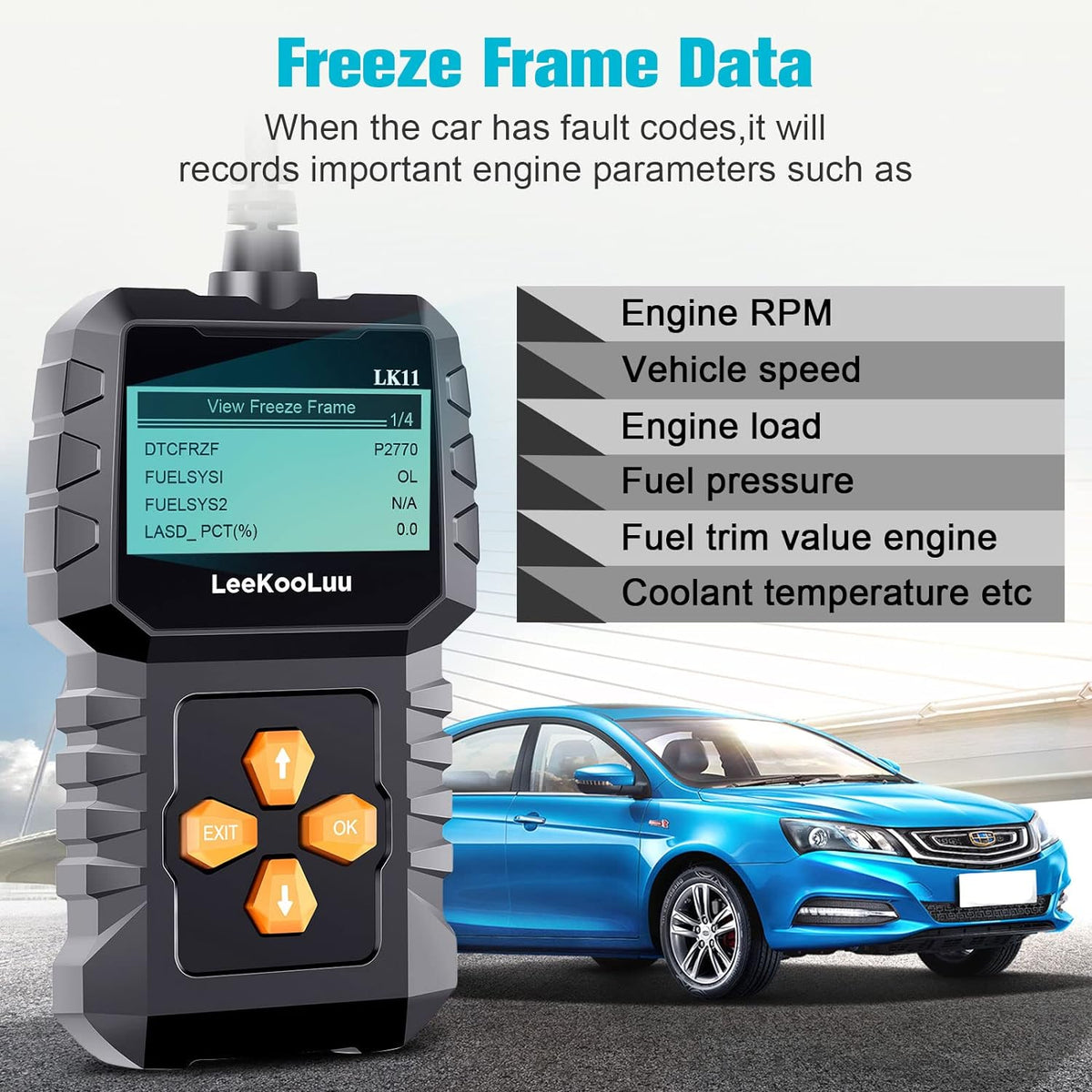 Scanner Clear Reset Engine Alert Code - Plug and Play Easy to Setup Use Professional Code Reader Scan Diagnostic for Cars Since 1996 with Freeze Frame// Readiness - LeeKooLuu