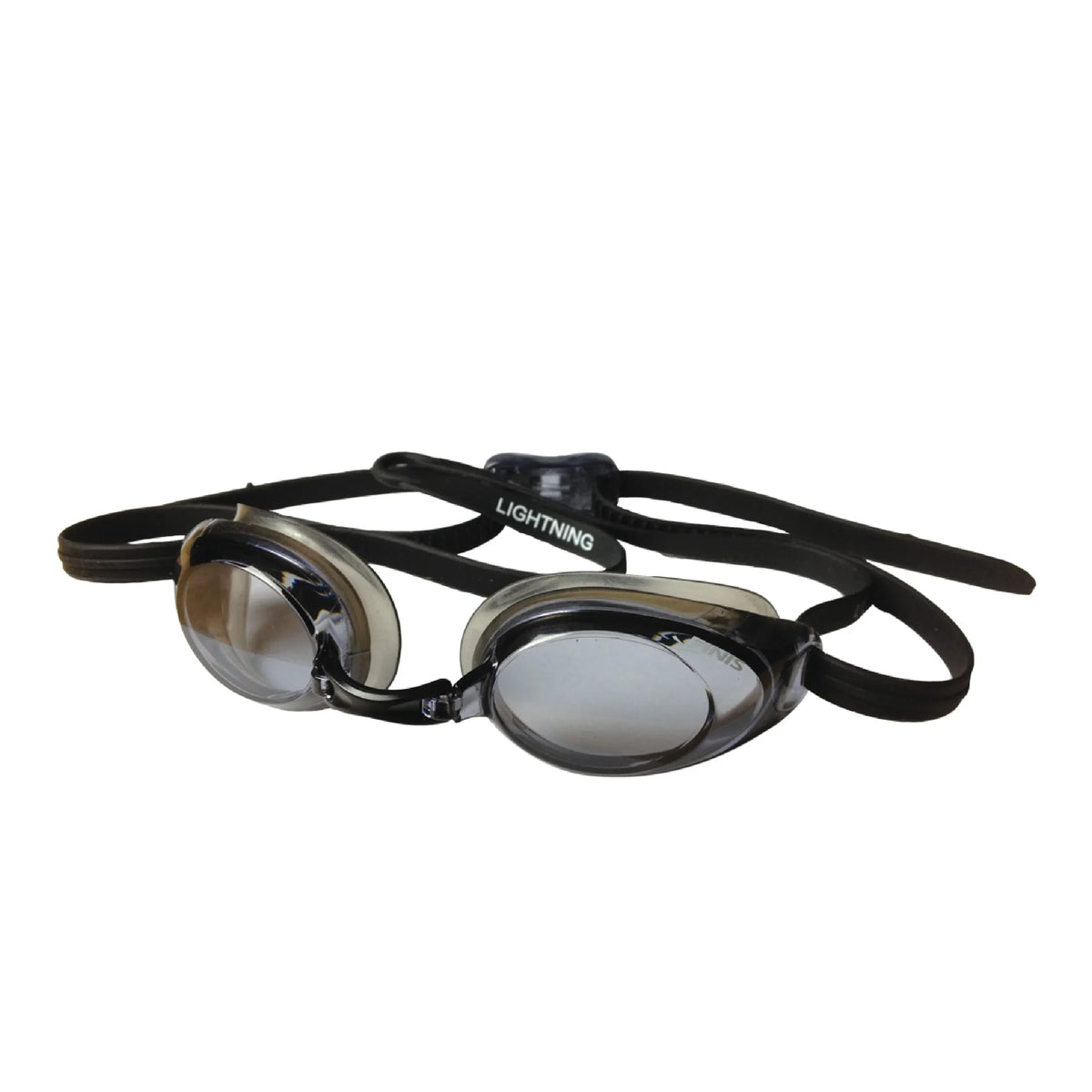 Lightning Goggles - Competitive Swim Goggles for Women and Men - Watertight Swimming Goggles with Adjustable Silicone Straps - Adult Swim Goggles with 4 Interchangeable Nose Pieces - Black/Smoke