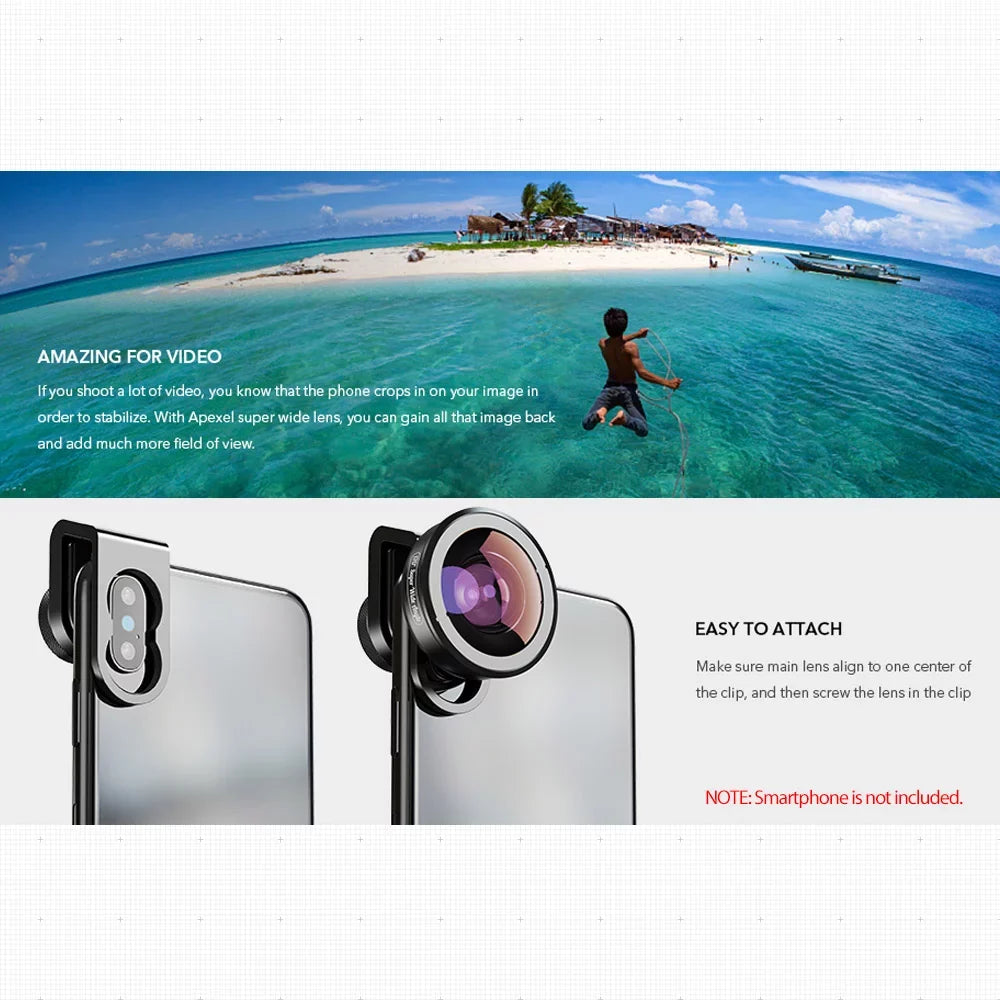 170° Super Wide Angle Lens for Dual Lens / Single Lens Smartphone for Pixel Galaxy Smartphones