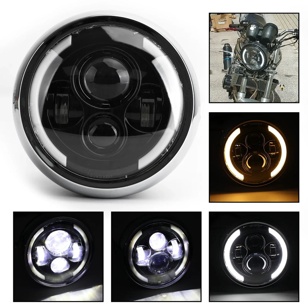 7 Inch  Headlight Hi/Lo Fog Driving  for Motorcycle Dyna Cafe Racer Bobber