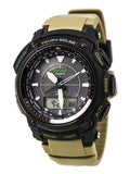 '-5 Men's ProTrek Tough Solar Ana-Digi Black Dial Beige Resin Strap Watch