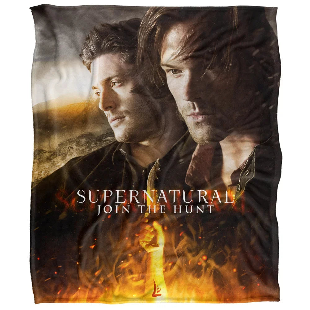 Supernatural Blanket, 50Inx60In, Up Close and Personal Silky Touch Sherpa Back Super Soft Throw Blanket