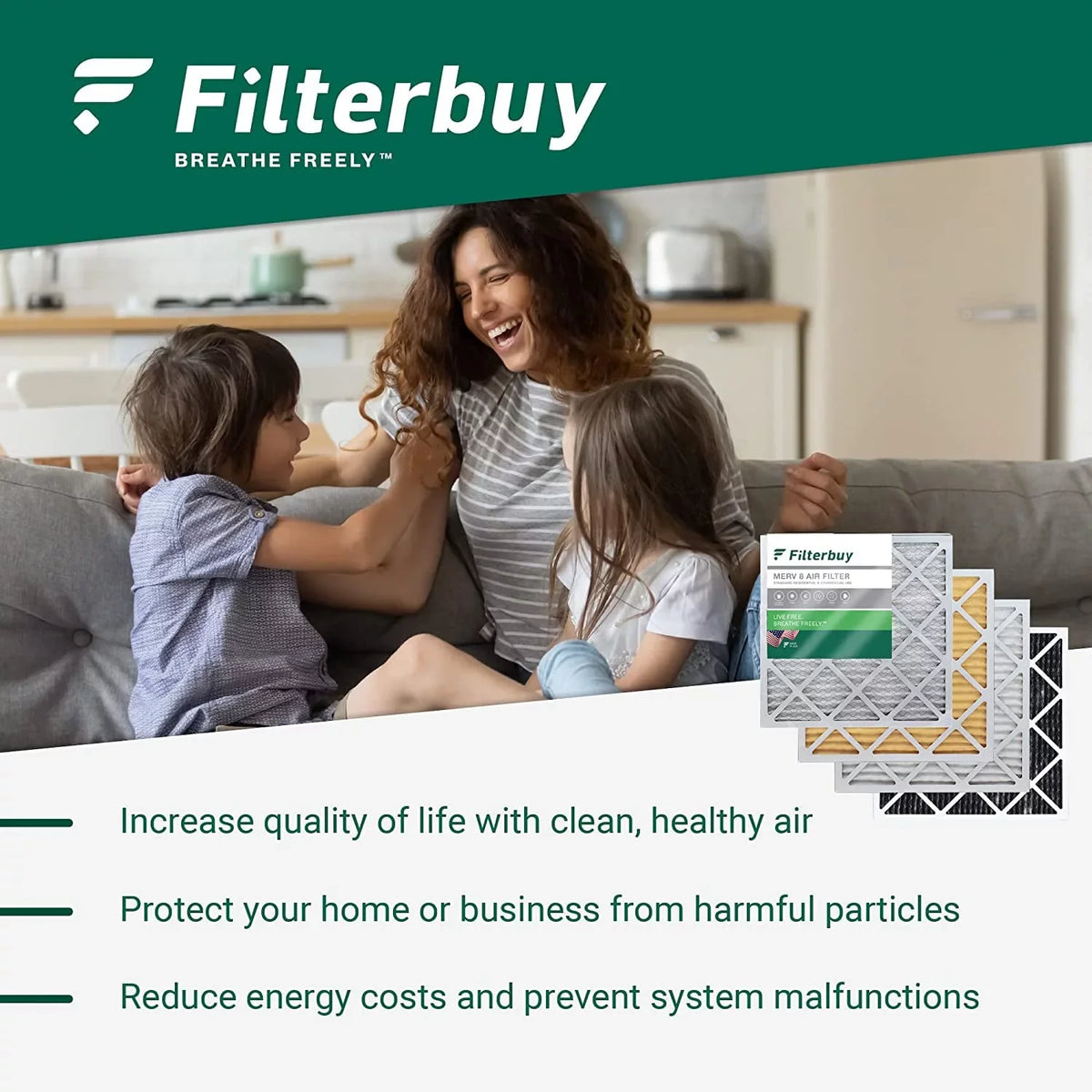 Filterbuy 16x25x4  8 Pleated   Furnace Air Filters (6-Pack)