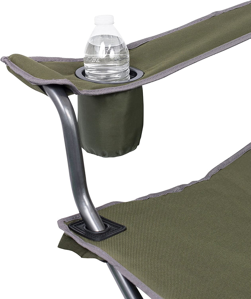 Internet's Best  Padded Camping Folding Chair - Cooler Bag - Outdoor - Green - Sports - Insulated Cup Holder - Heavy Duty - Carrying Case - Beach - Extra Wide - Quad