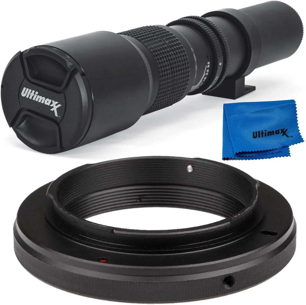 Ultimaxx 500mm f/8 Multi-Coated Preset Telephoto Lens Includes -Mount Adapter for Canon  Mount & Microfiber Cleaning Cloth - Compatible with / Cameras