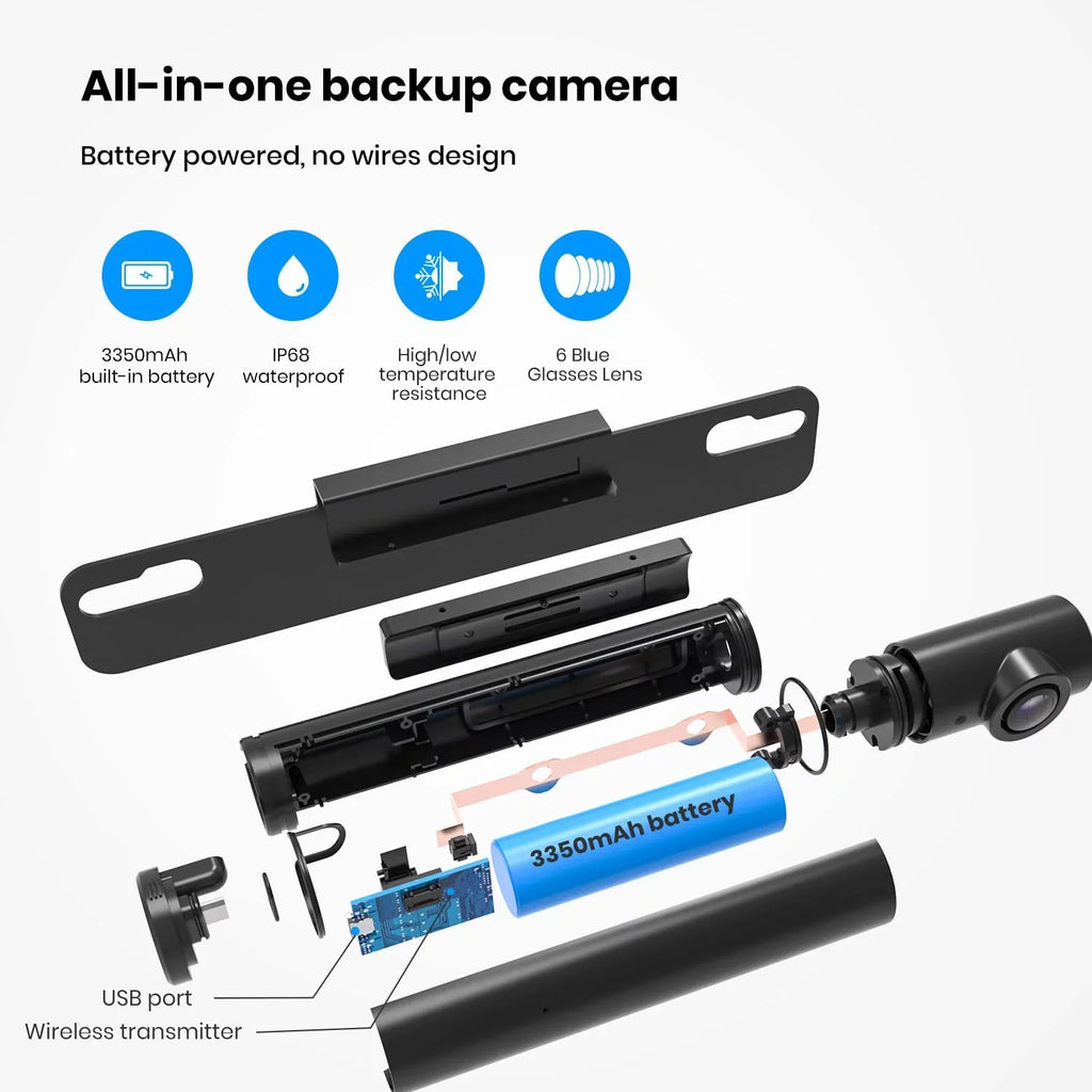 '-  Solar Wireless Backup Camera for Trucks, 5Mins  Installation, 5'' Monitor Night Vision Back Up Camera Systems for Car