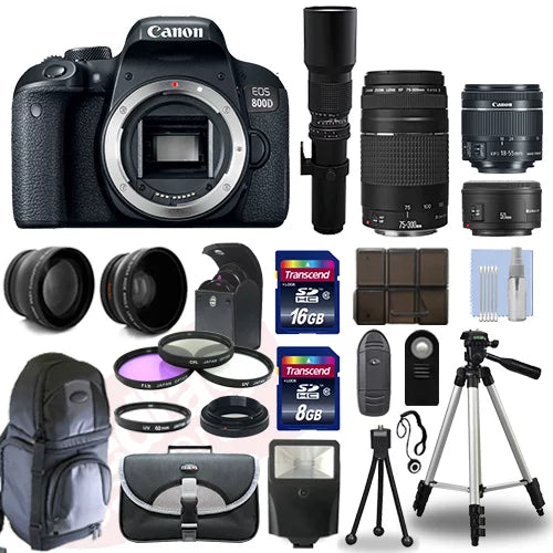Canon  800D Camera+ 6 Lens 18-55mm , 75-300mm, 50mm, 500mm + 24GB  !