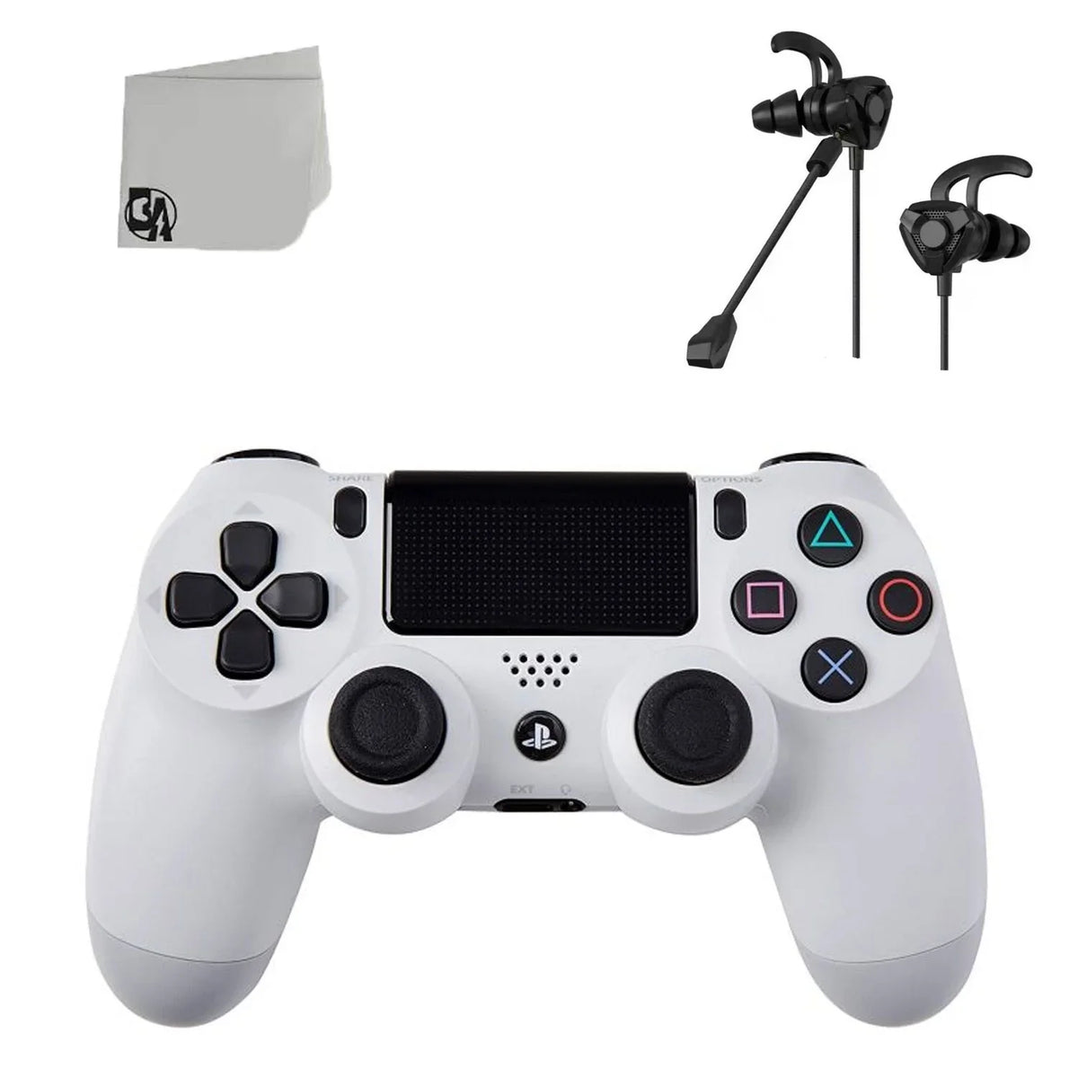 White DualShock  Wireless Controller Bundle - Like New - With Earbuds   Included